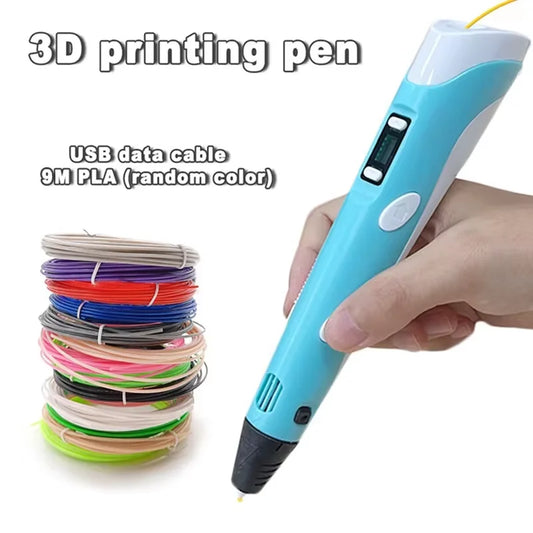 Electronic 3D Printing Pen with 9M PLA — High-Temperature 3D Graffiti Tool & Intelligent Toy Gift for Christmas & Birthday