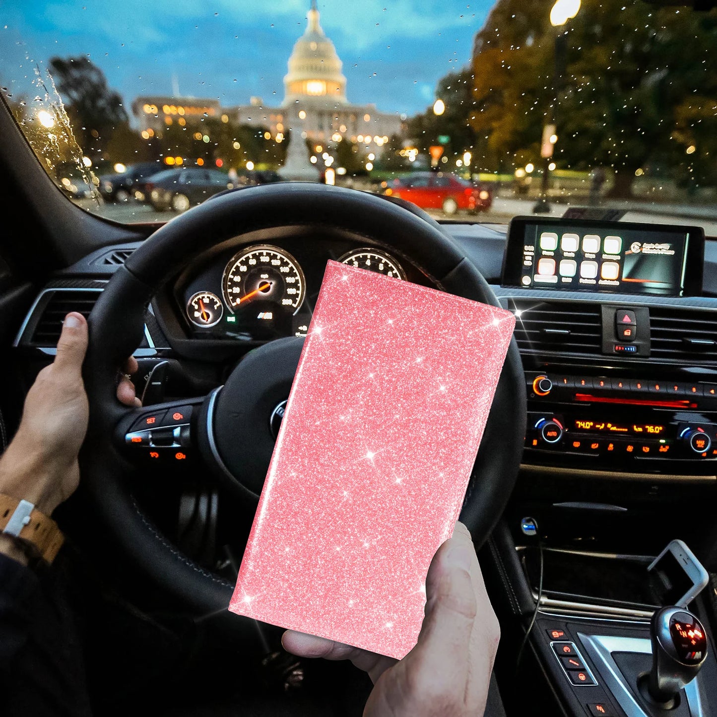 Car Registration & Insurance Card Holder — Vehicle License Document Organizer for Glove Box Compartment