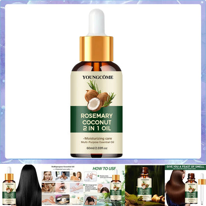 Rosemary Coconut Hair Oil - Nourishing Scalp Treatment for Stronger Hair Care & Hydration
