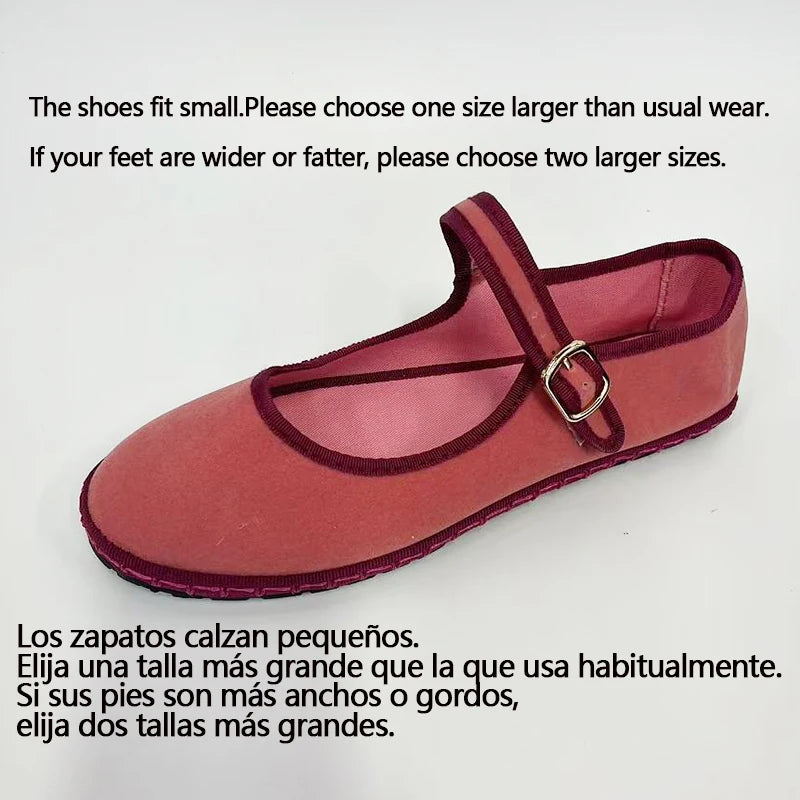 Women's Velvet Mary Jane Shoes – Hand-Stitched Ballet Flats, Casual Streetwear Loafers in Solid Colors