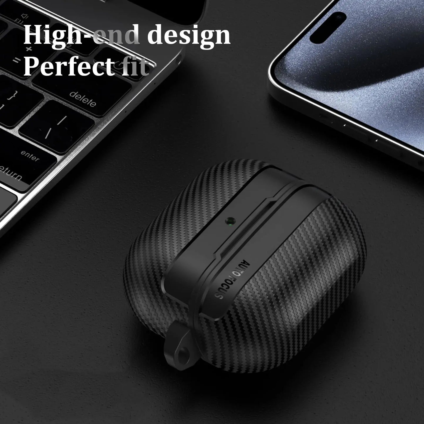 2024 Carbon Fiber Military Armor Case for Samsung Galaxy Buds 3/3 Pro – Protective Cover with Keychain