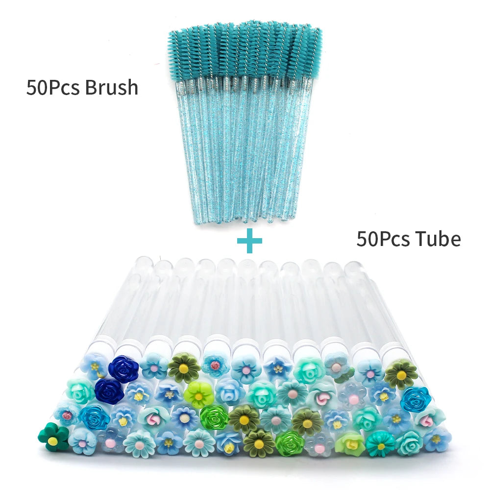 10/50PCS Reusable Eyelash & Eyebrow Brush Tubes — Replaceable Dust-Proof Wands Storage & Makeup Tool