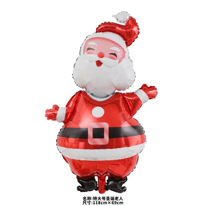 Merry Christmas Foil Balloon Set – Santa Snowman Christmas Tree Elk Cartoon Party Decorations Supplies