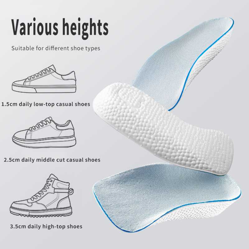 Height Increase Insoles for Men & Women – Arch Support Orthopedic Shoe Pads with Memory Foam & Heel Lift for Flat Feet