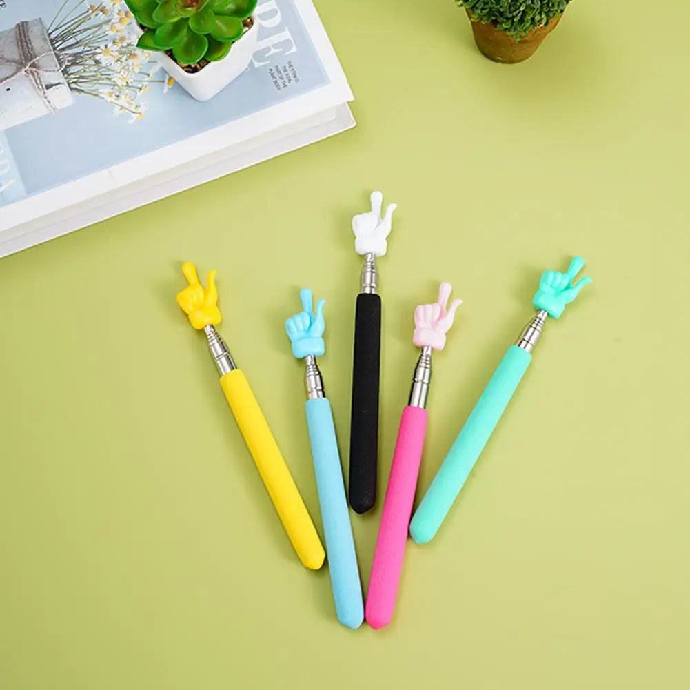 Retractable Teacher Pointer — Stainless Steel Telescopic Finger Design Stick for Classroom Teaching Supplies