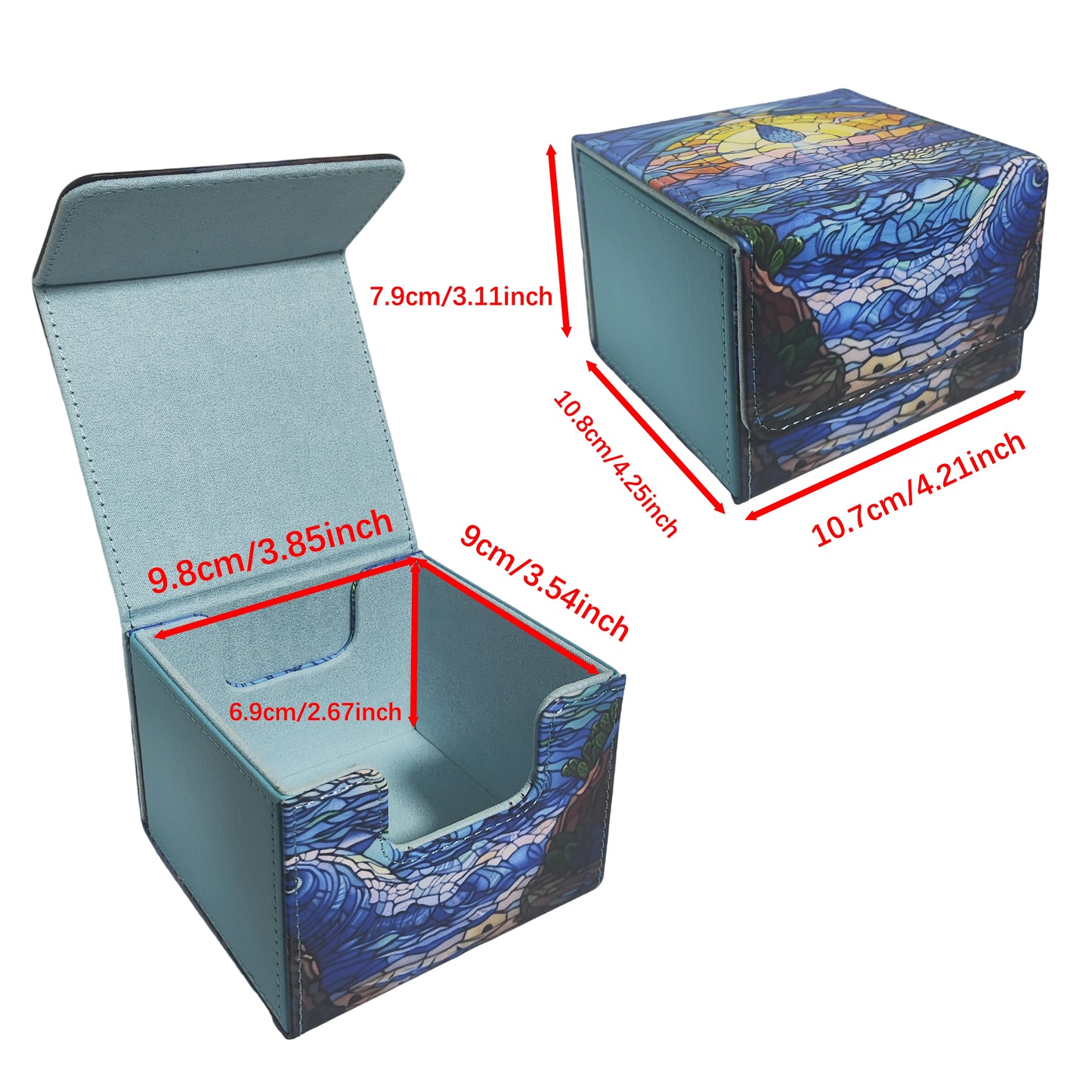 PU Leather Card Storage Box - 140+ Card Deck Holder Case for Game Card Collection & Organization