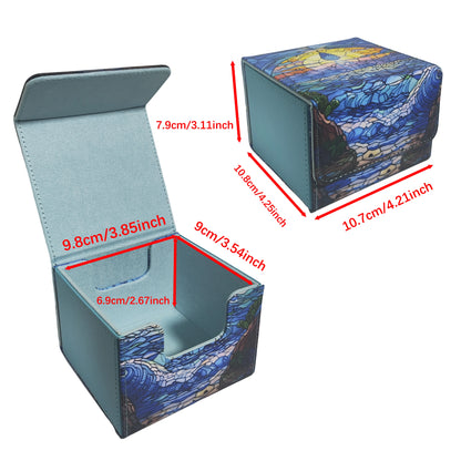 PU Leather Card Storage Box - 140+ Card Deck Holder Case for Game Card Collection & Organization