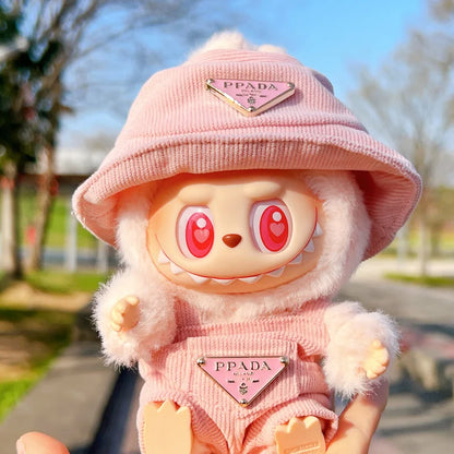 New Corduroy Doll Clothing Set for 17cm Labubu – Hat, Clothes & Shoes | DIY Accessories & Party Toy Gifts