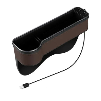 Car Seat Gap Organizer with 2 USB Chargers, LED Colorful Light, Pocket for Cards, Phone, Bottle & Cup Holder