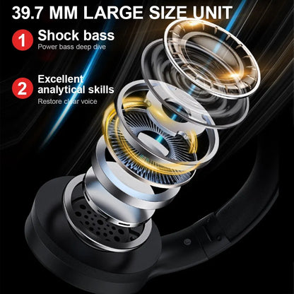 Siindoo JH919 Wireless Bluetooth Headphones - Foldable Stereo Earphones, Super Bass, Noise Reduction Mic for Laptop, PC, TV