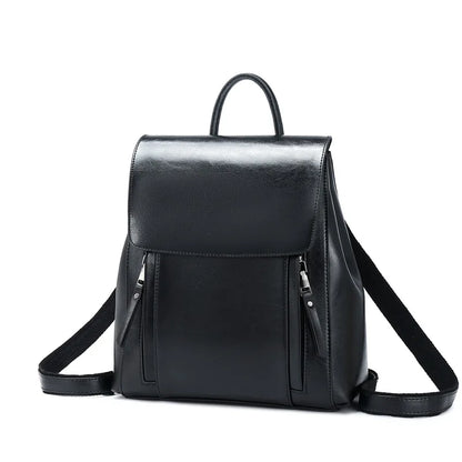Women's Genuine Leather Backpack - Crossbody Shoulder Bag, School Bag, Laptop Rucksack, and Messenger Bag for Girls