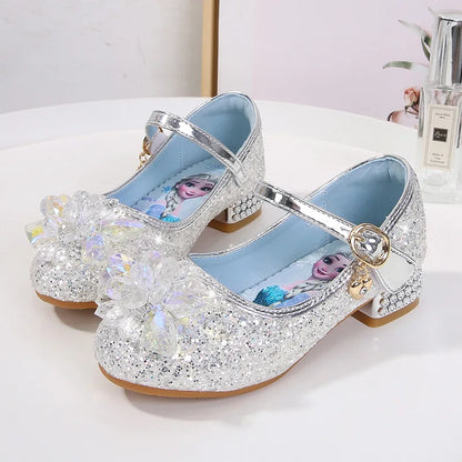 2024 Spring Girls' Crystal Princess Elsa Shoes - Ice and Snow Romance Fashion Sandals for Kids