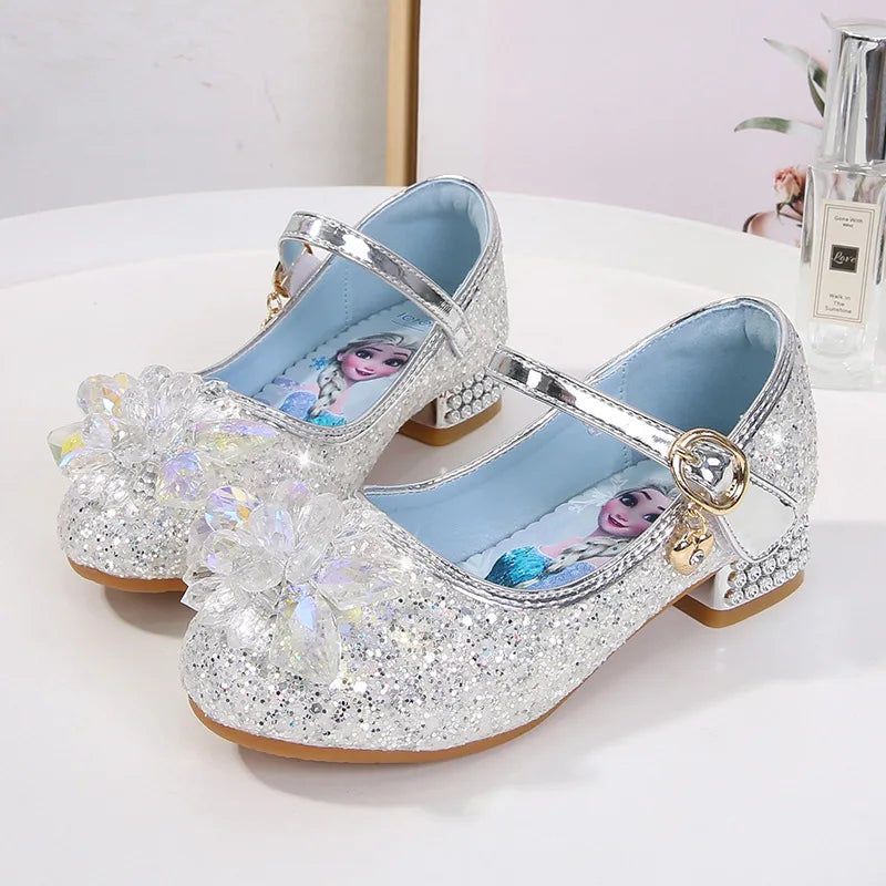 2024 Spring Girls' Elsa Princess Shoes - Ice and Snow Romance Crystal Sandals for Kids