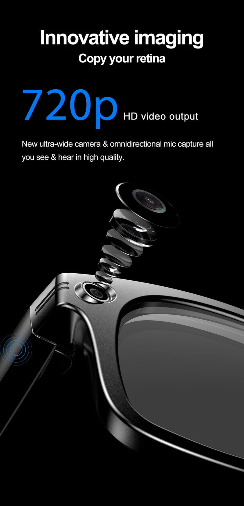 Xiaomi Smart Bluetooth Glasses — IP65 Waterproof, Video Recording, AI Photo Recognition, Translation, Call & Large Battery