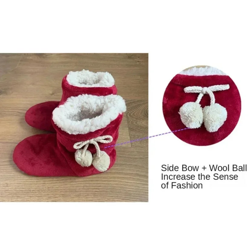 Women’s Winter Home Slipper Boots – Warm Fuzzy Plush Indoor Non-Slip Floor Shoes