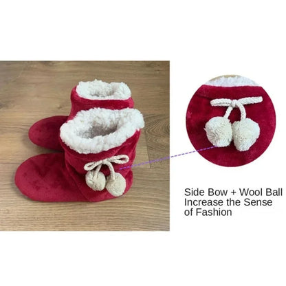 Women’s Winter Home Slipper Boots – Warm Fuzzy Plush Indoor Non-Slip Floor Shoes