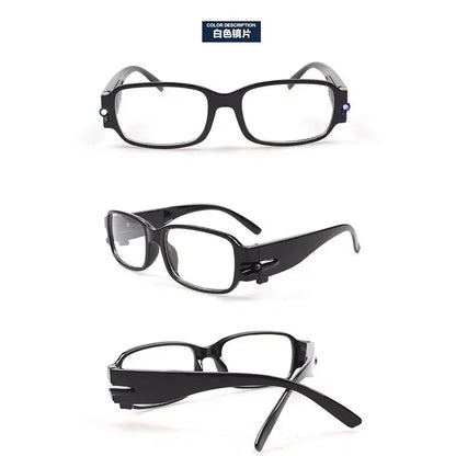 Unisex LED Reading Glasses – Light-Up Night Presbyopic Eyeglasses for Men & Women, Multi-Strength Magnifier Spectacles