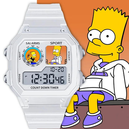 The Simpsons Cartoon Watch - Waterproof Quartz Alarm Watch with Night Light