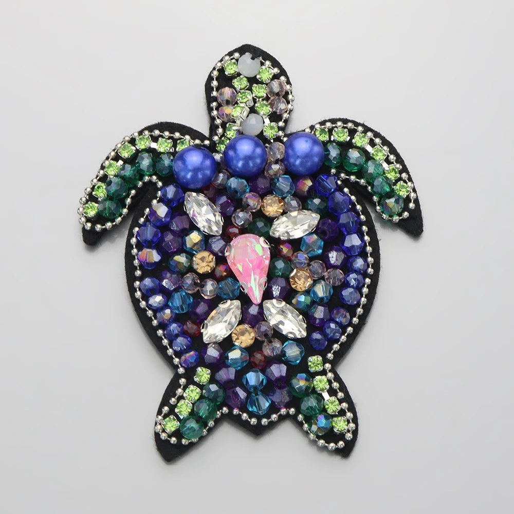 3D Handmade Ocean Animal Patches - Beaded Seahorse Crab Starfish DIY Sewing Accessories & Craft Ornaments