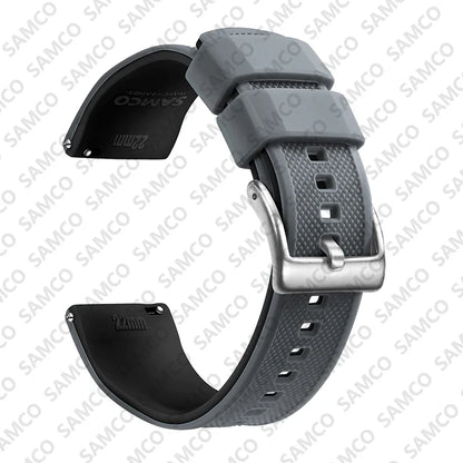 Quick-Release Silicone Watch Band - 18mm, 20mm and 22mm Rubber Replacement Strap for Huawei, Samsung Galaxy and Garmin Watches