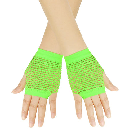 Solid Color Fingerless Mesh Gloves – Short Fishing, Party & Dance Gloves