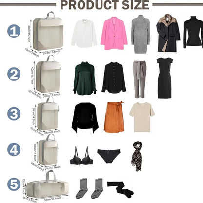 Travel Storage Bag Set – Compressible Waterproof Packing Cubes & Foldable Luggage Organizer for Carry-On