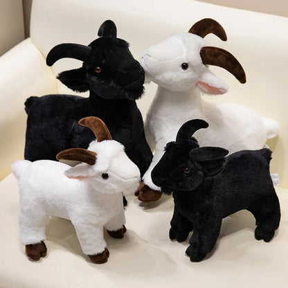 30/40cm Ranch Animal Plush Toy — Soft Lifelike Black & White Goat Simulation Doll, Cute Mountain Animal for Kids, Halloween Gift