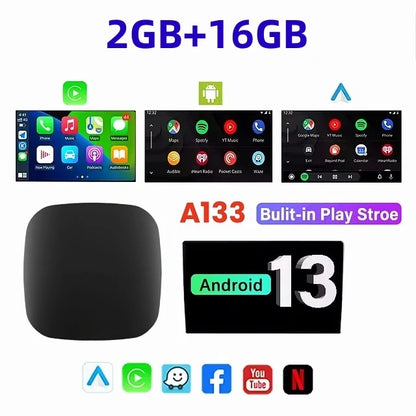 CarPlay AI Box Android 13 Wireless – Smart Android Auto TV Box for YouTube & Netflix Compatible with Toyota, Mazda, Hyundai, Ford, Kia & More