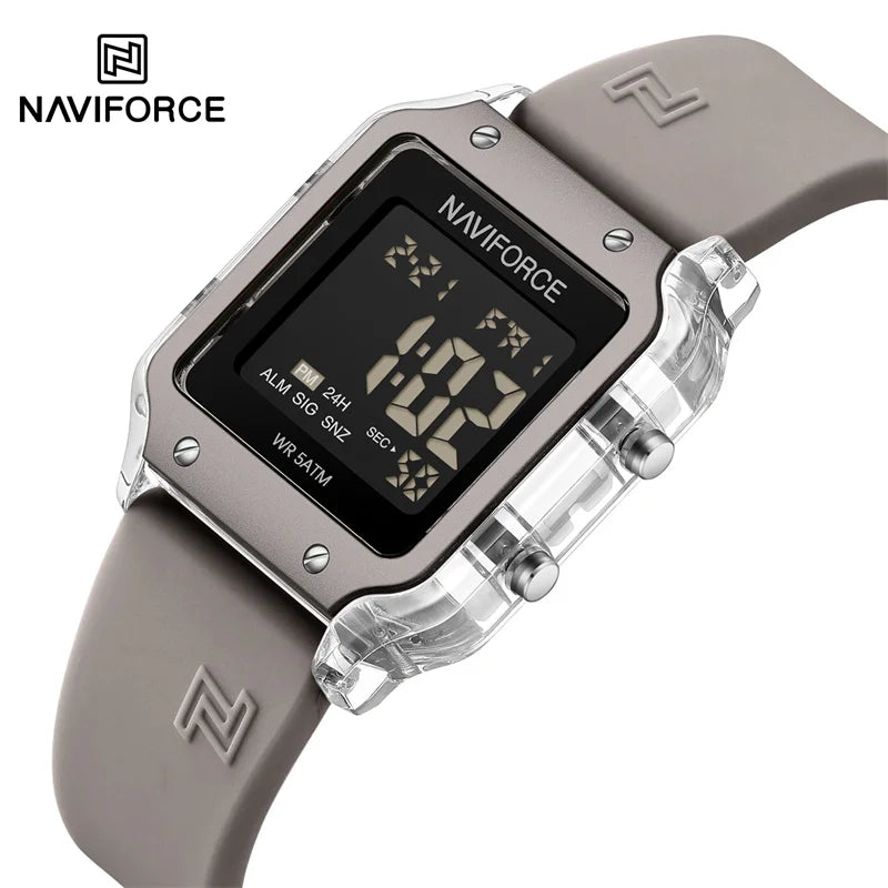 NAVIFORCE Women's Digital Sports Watch - Waterproof Silicone Strap with Time, Date & Week Display
