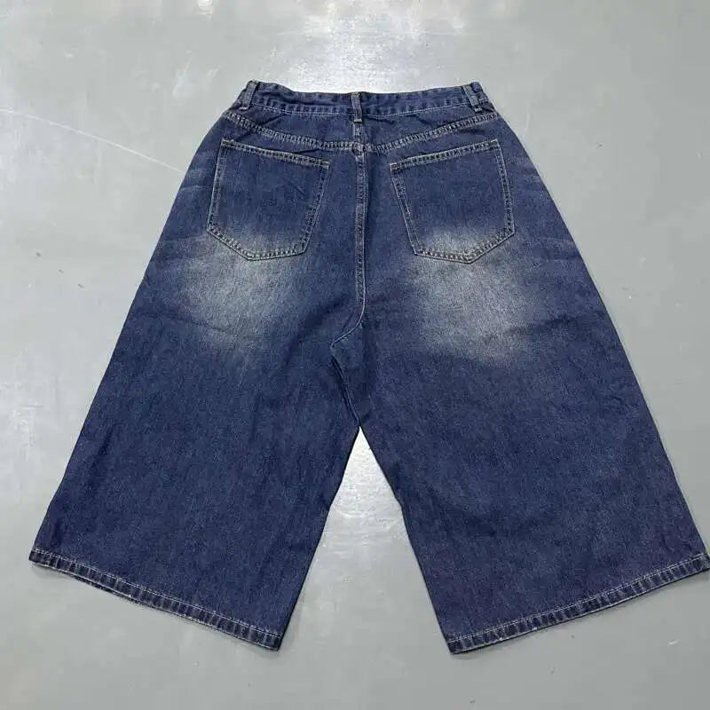 IEFB Men’s Summer Denim Jeans – Washed Blue Straight Loose Wide-Leg Casual Pants