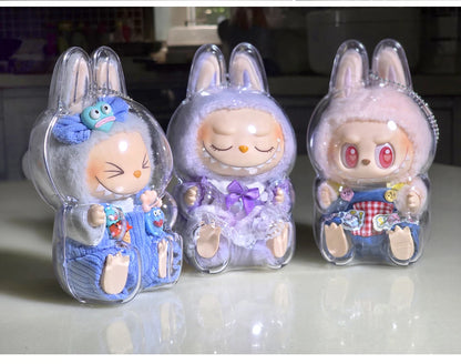 V1 V2 Labubu Protective Cover - 17cm Cotton Doll Sitting Bag, Transparent Dustproof Plush Doll Storage