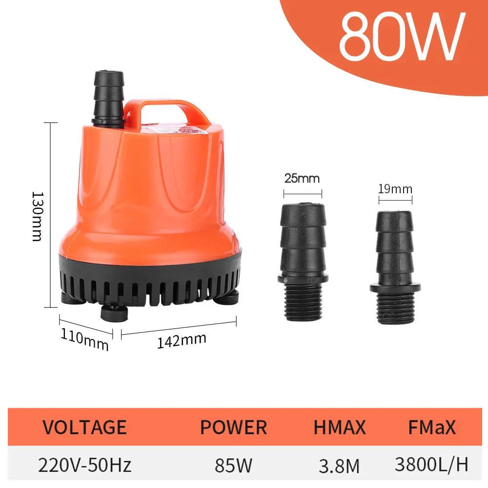 220V Submersible Water Pump - 30W–110W Bottom-Suction Silent Pump for Garden Water Features and Fish Tanks