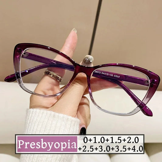 Cat Eye Reading Glasses for Women & Men – Ultra-Light Fashion Eyewear for Farsightedness, Diopter 0 to +4.0