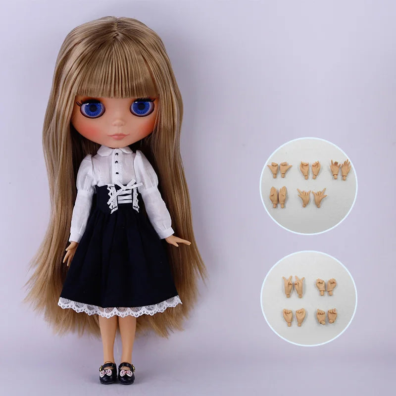 ICY DBS Blythe Doll – Tan Skin Matte Face with Eyebrows, 1/6 BJD Joint Body, Anime Christmas Gift