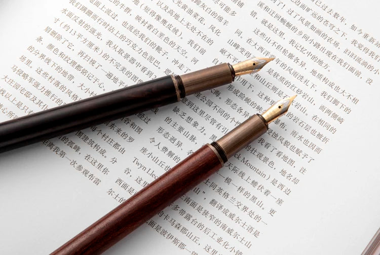 Luxury Retro Wood and Bronze Fountain Pen - 0.5mm Calligraphy Ink Pen for Business, Art, and School, Ideal Student Stationery Gift