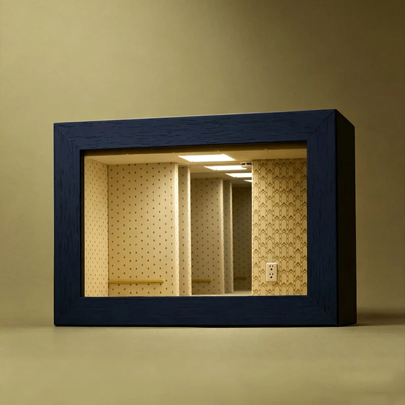Rear Room Abyss Mirror Display Box - Mini Figure LED Wooden Desktop Decor Gift
