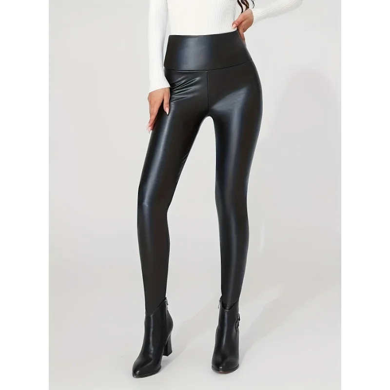 Women’s High Waisted Faux Leather Leggings – Sexy Tight Colorful Yoga Pants for Women