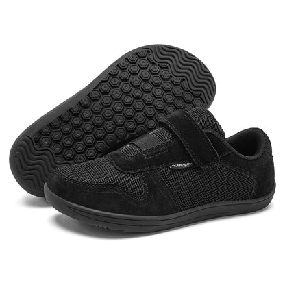 HOBIBEAR Kids Wide Toe Barefoot Shoes – Minimalist Hook & Loop Sneakers, Lightweight Artificial Leather Mesh for Little & Big Kids