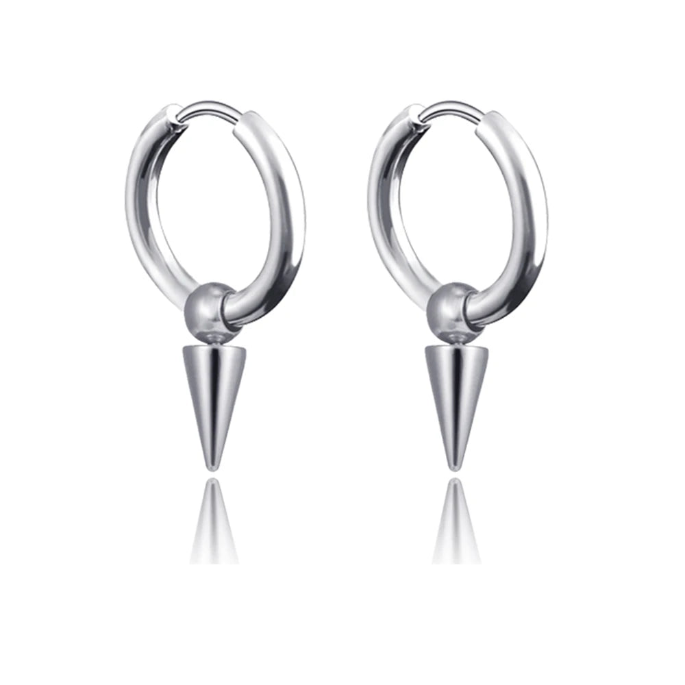 Long Hanging Cross & Leaf Hoop Earrings – Vintage Stainless Steel Hip Hop Unisex Jewelry Accessories