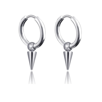 Long Hanging Cross & Leaf Hoop Earrings – Vintage Stainless Steel Hip Hop Unisex Jewelry Accessories