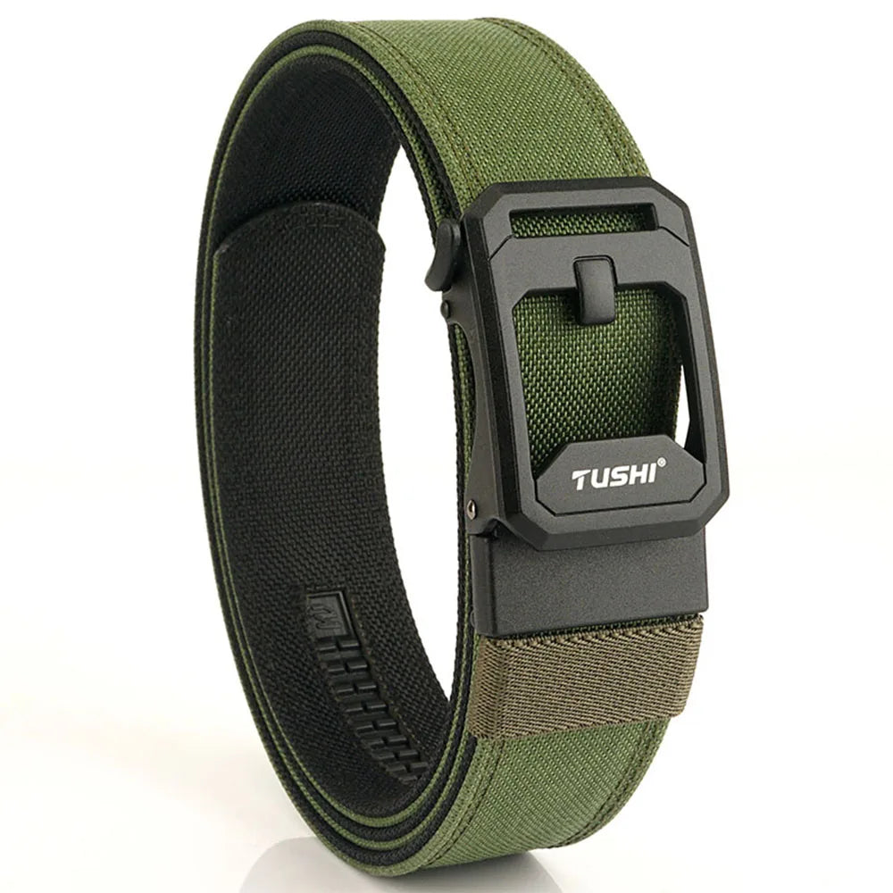 TUSHI Hard Tactical Belt for Men – Sturdy Nylon with Metal Automatic Buckle, Military & Police Duty, Outdoor IPSC Accessories