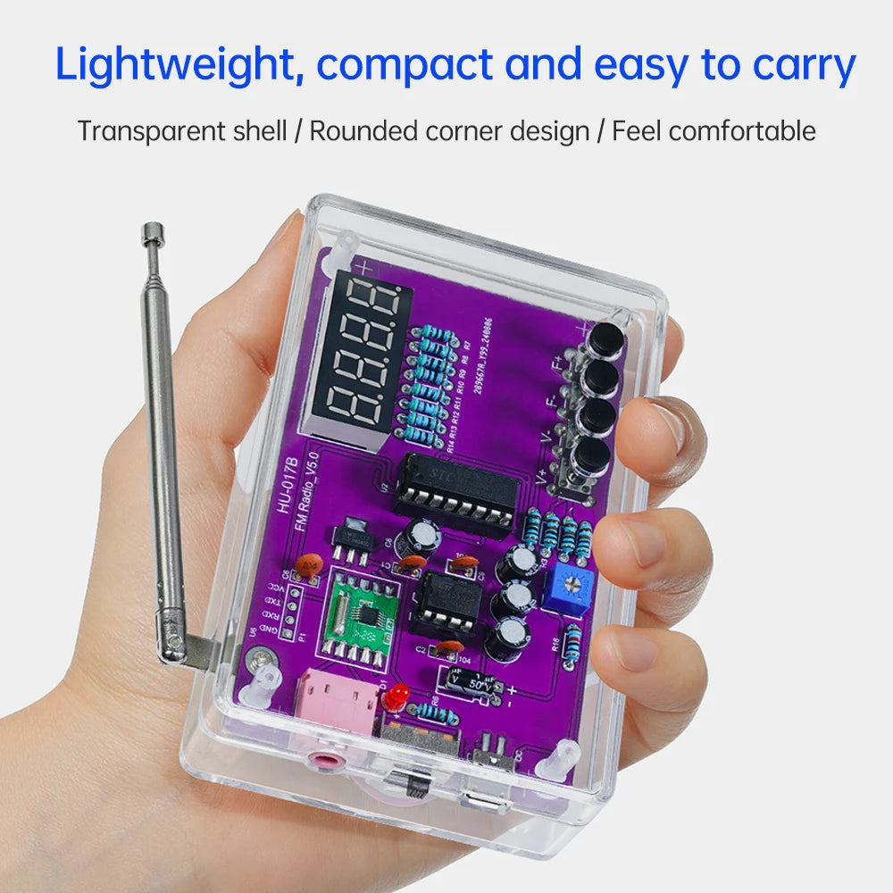 RDA5807S DIY FM Radio Kit - 87–108MHz Adjustable Frequency Digital Display Soldering Project for Electronics Practice