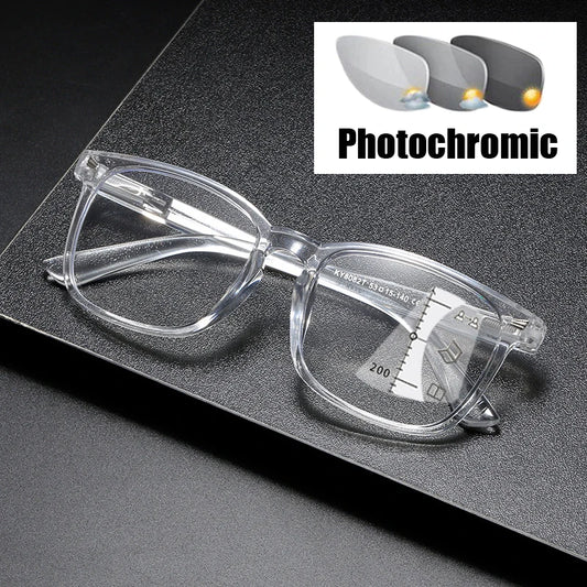Intelligent Photochromic Reading Sunglasses – Vintage Progressive Multifocal Color-Changing Presbyopia Glasses for Men & Women