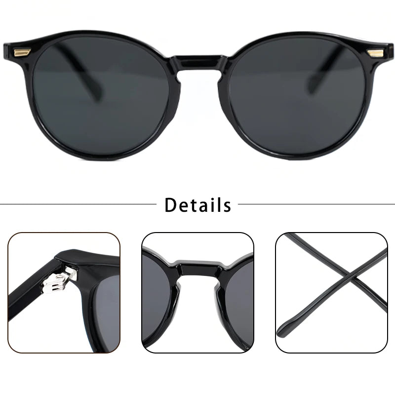 CATERSIDE Retro Polarized Round Sunglasses — TR90 & Acetate Vintage Shades for Men & Women, Punk Style Driving & Travel Sun Glasses