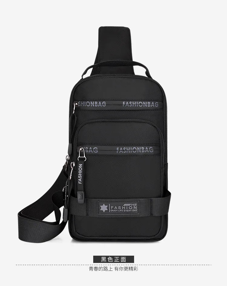 Men’s Chest Bag – Large Capacity Lightweight Nylon Crossbody Shoulder Backpack for Travel, Korean Style