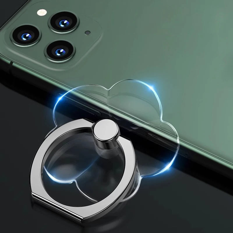 360° Rotating Finger Ring Transparent Phone Holder Stand – Clear Finger Grip Kickstand Compatible with iPhone Cases for Secure Hands-Free Viewing