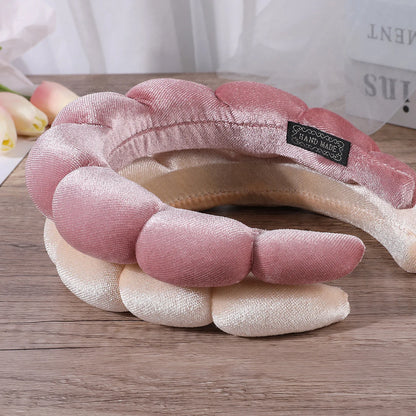 Sponge Headband for Women & Girls - Puffy Hair Band, Bubble Terry Cloth Makeup & Spa Accessory, Retro Hairwear