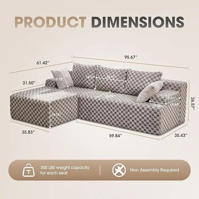 Modular L-Shaped 3-Seat Sectional Sofa — Memory Foam, Deep Seating & Storage