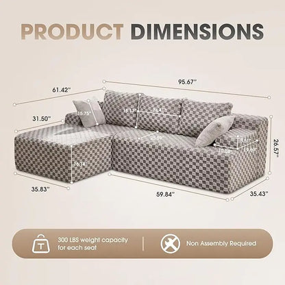 Modular L-Shaped 3-Seat Sectional Sofa — Memory Foam, Deep Seating & Storage