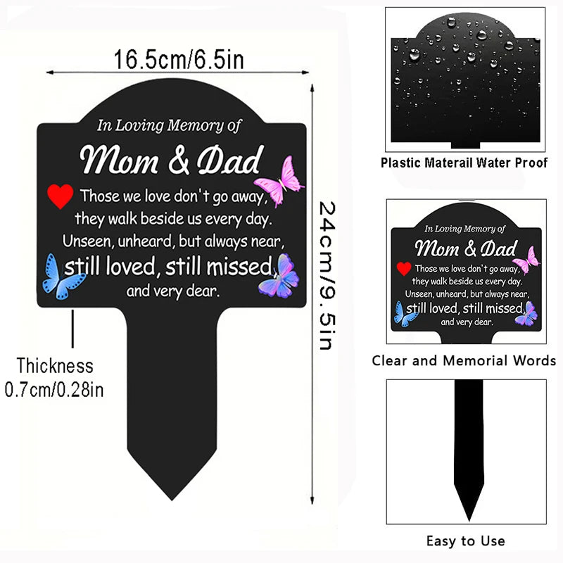 Waterproof Grave Stake – Cemetery Memorial Decoration for Mom, Dad & Loved Ones (Grandpa, Grandma, Brother, Sister, Son, Daughter)